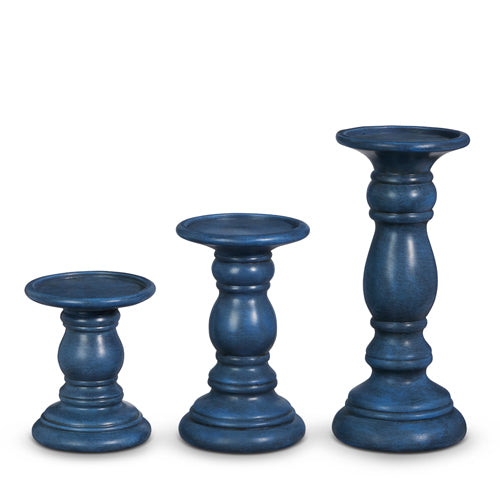 10" Blue Candle Holders | Set/3 Americana