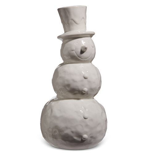 13.5"/10.5" White Glazed Snowman | Two Sizes Available