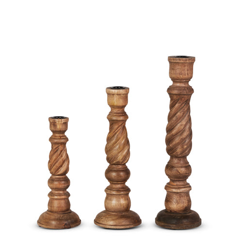 Wooden Candlesticks | Set of 3