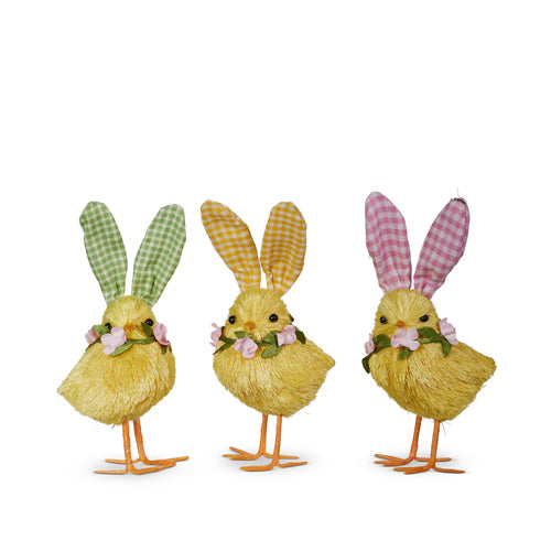 7" Yellow Chick w/Gingham Bunny Ears