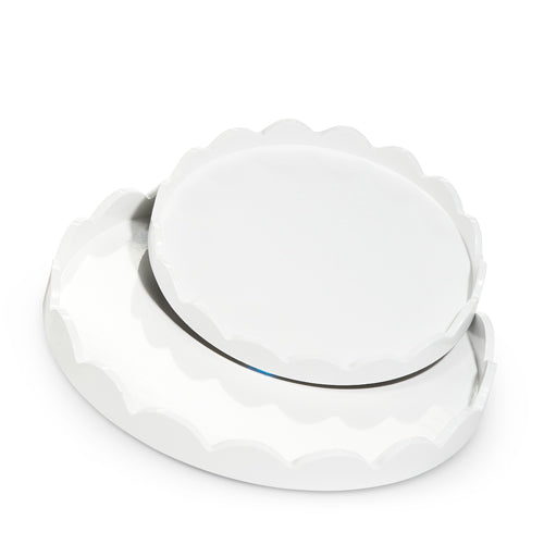 16" Round Scallop Tray | Set of Two | Available in Red or White