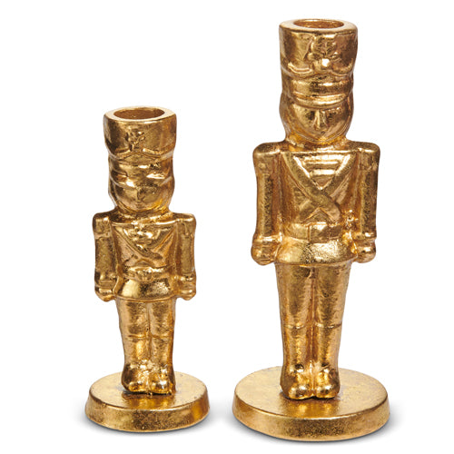 7" Gold Nutcracker Candlesticks | Set of Two