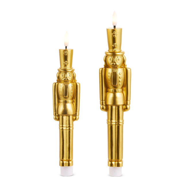 11.5" and 9.75" Gold Taper Nutcrackers Candle Set
