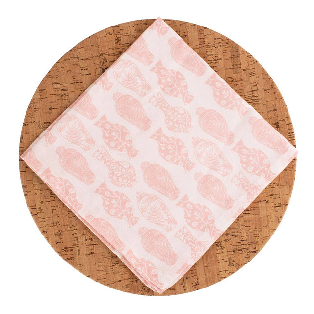 18 X 18" Claire Chinoiserie Napkin | White & Light Pink