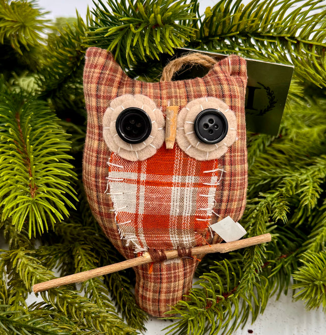 5.5" Plaid Owl Ornament | Set of 3
