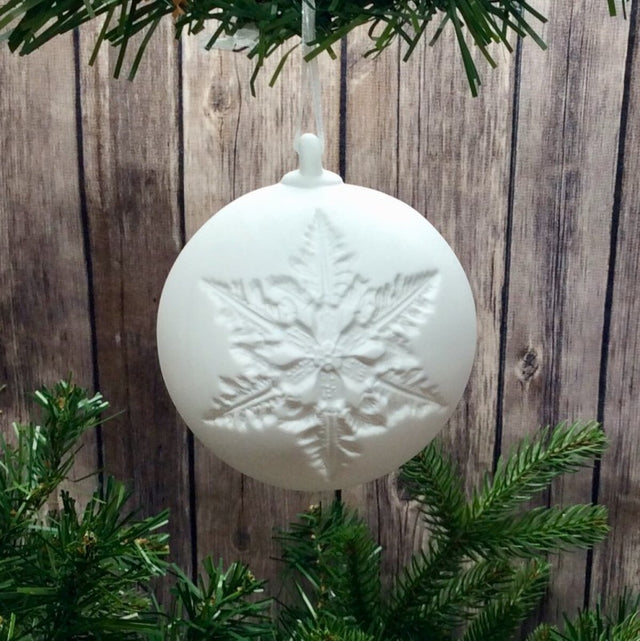 90mm Porcelain White Snowflake Imprint Ornament