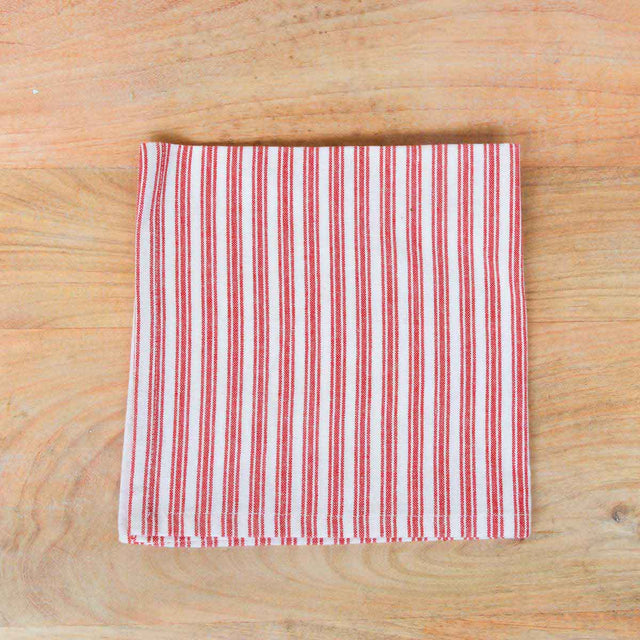 18"x18" Ticking Stripe Napkin | Red & White