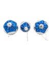 3" Blue/White Glass Ball Ornament- Set of 3