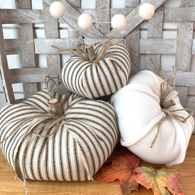 8"/7"/5" Farmhouse Rustic Fabric Pumpkin | Available in 3 Sizes