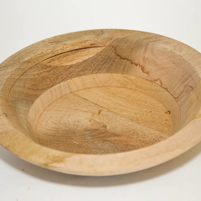 15.75" Brown Round Wooden Bowl