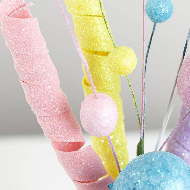18" Glitter Pastel Eggs, Twist, & Berries Picks