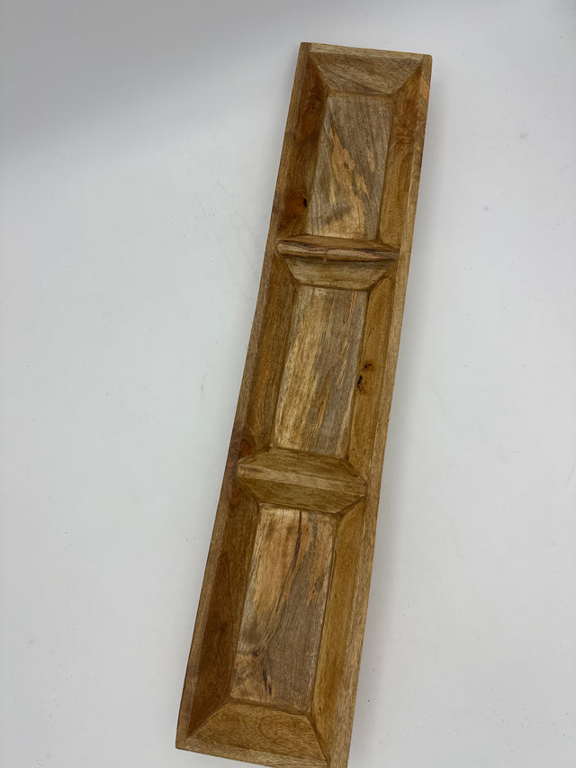 30" Wooden 3 Compartment Dough Bowl