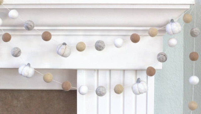 6' Felt Pumpkin Garland in Neutrals