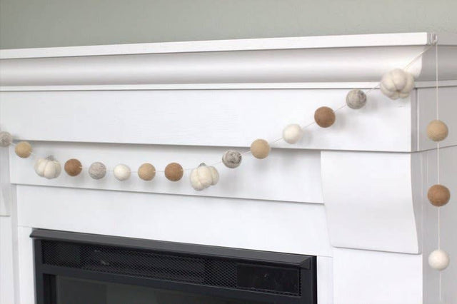 6' Felt Pumpkin Garland in Neutrals