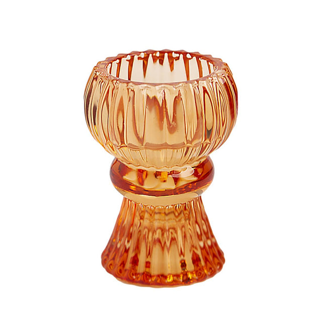 3" Orange Glass Candle Holder