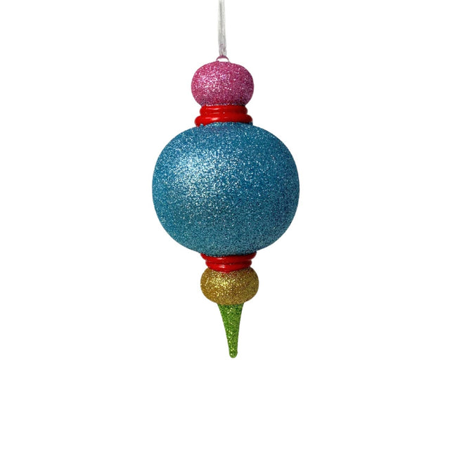 6" Multi Color Glitter Onion Finial Ornament