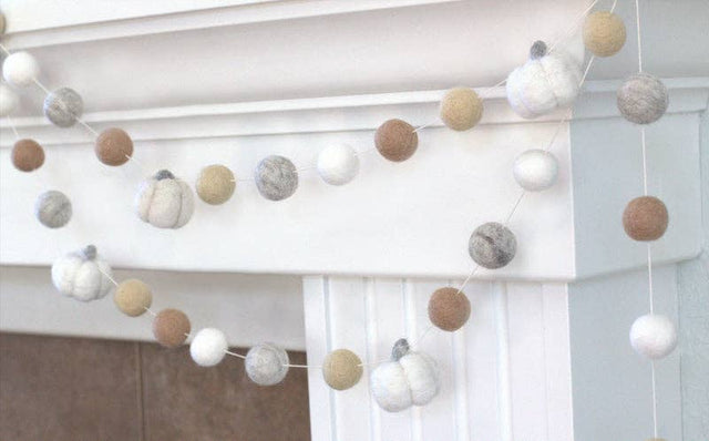 6' Felt Pumpkin Garland in Neutrals
