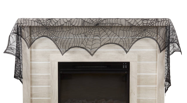 18"x96" Spider Web Net Fireplace Scarf | Black