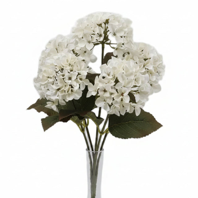 16 inch Cream Hydrangea Bush - 5 Blooms