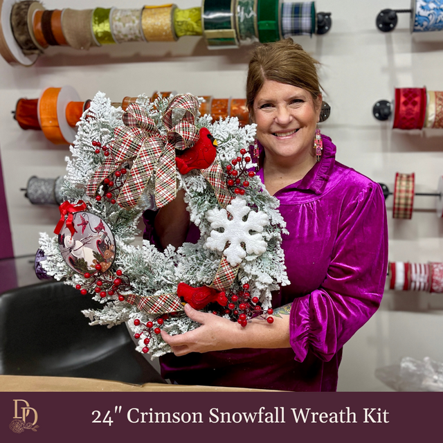 24” Crimson Snowfall Winter Wreath Kit