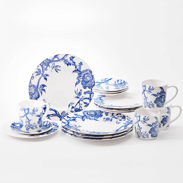 10.75" Blue & White Arcadia Rimmed Dinner Plate