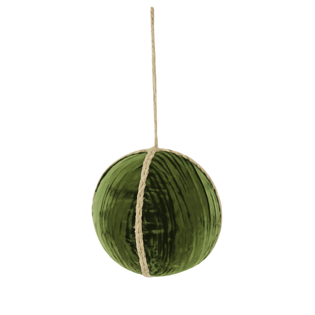 6" Velvet Ball Ornament - Green