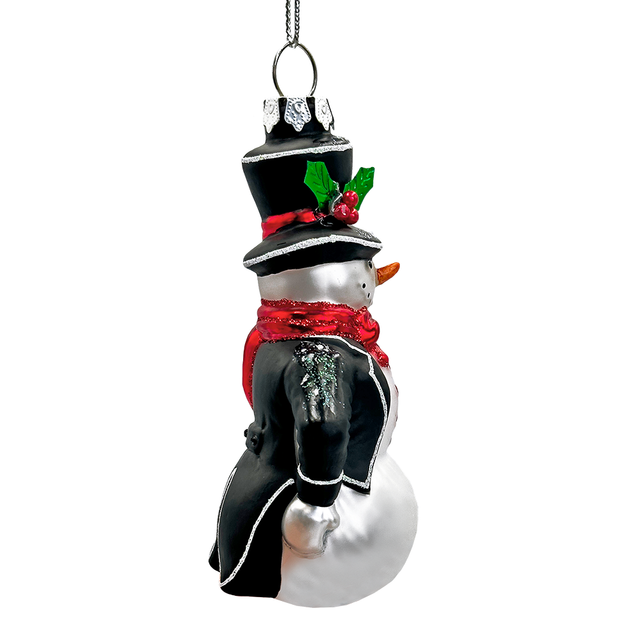 4.7" Dapper Gentleman Snowman Glass Christmas Ornament