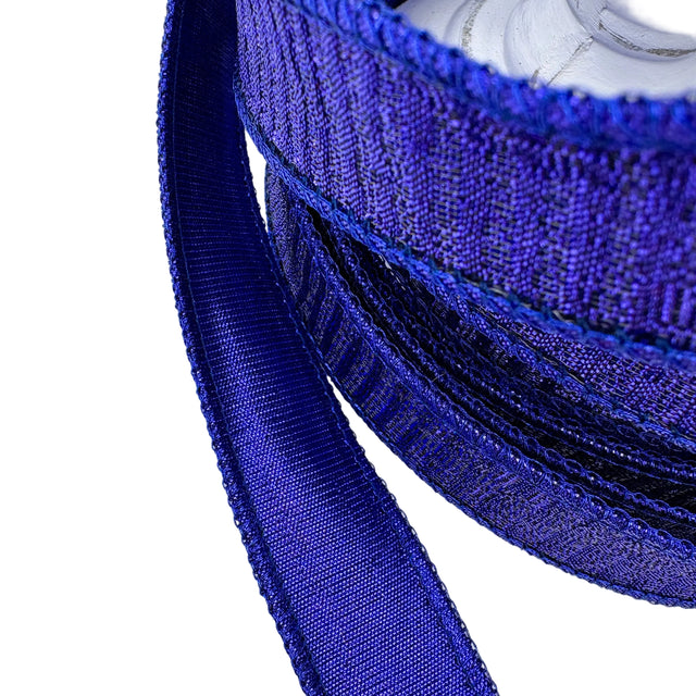 1"X10YD Indigo Pleated Metallic Ribbon