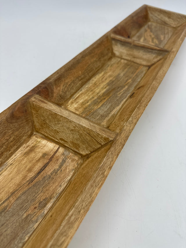 30" Wooden 3 Compartment Dough Bowl