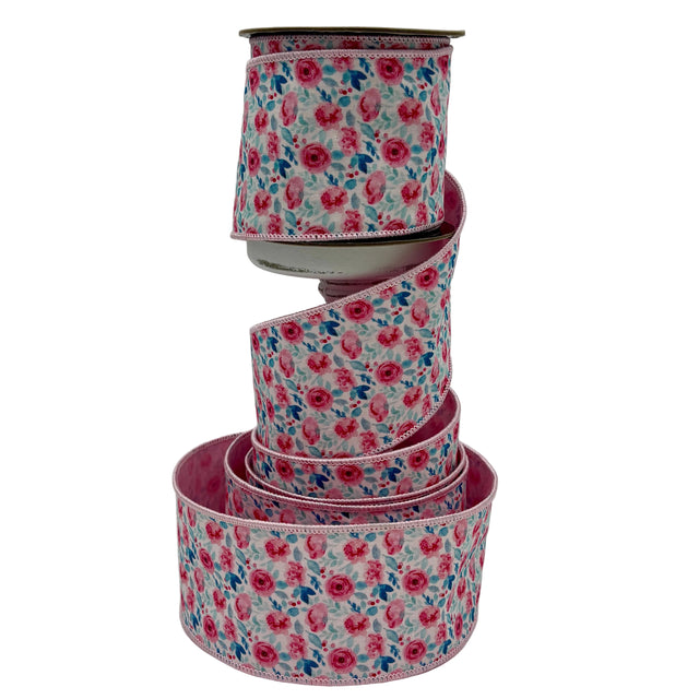 3" x 10YDS Poplin Ranunculus Pastel Ribbon