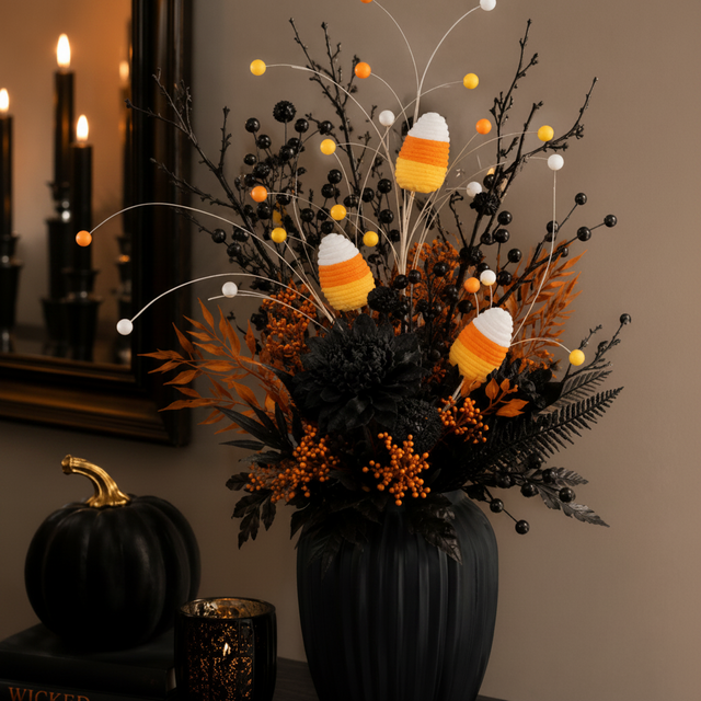 27" Velvet Rope Candy Corn Spray