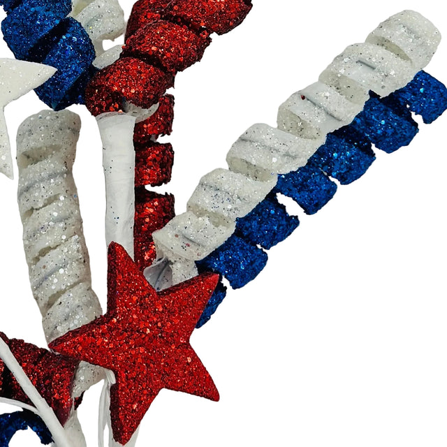 14" Americana Glitter Curly Q with Star Pick