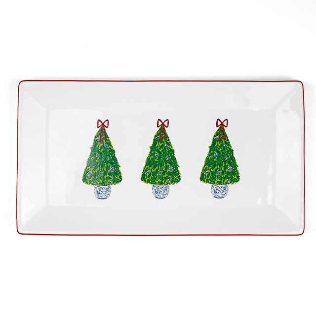 12" Grand Chinoiserie Christmas Tree Rectangle Platter