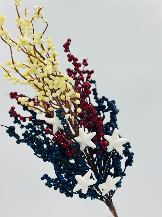 28" Patriotic Berry Spray with Stars