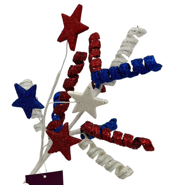 14" Americana Glitter Curly Q with Star Pick
