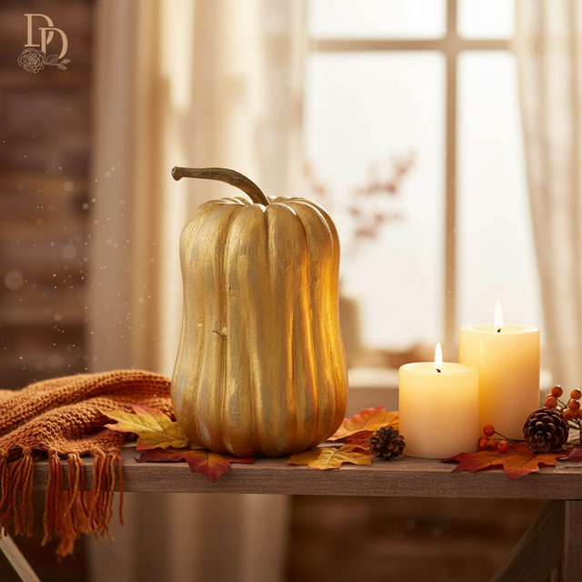 15.5” Gold Hybrid Gourd Pumpkin