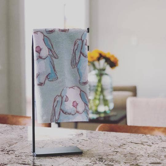 Watercolor Bunnies Tea Towel