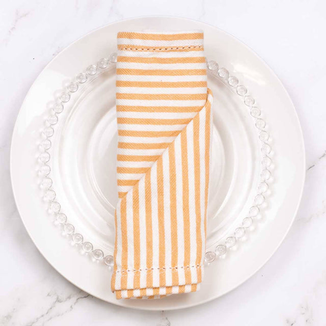 18"x18" Madison Striped Napkin | Orange & White