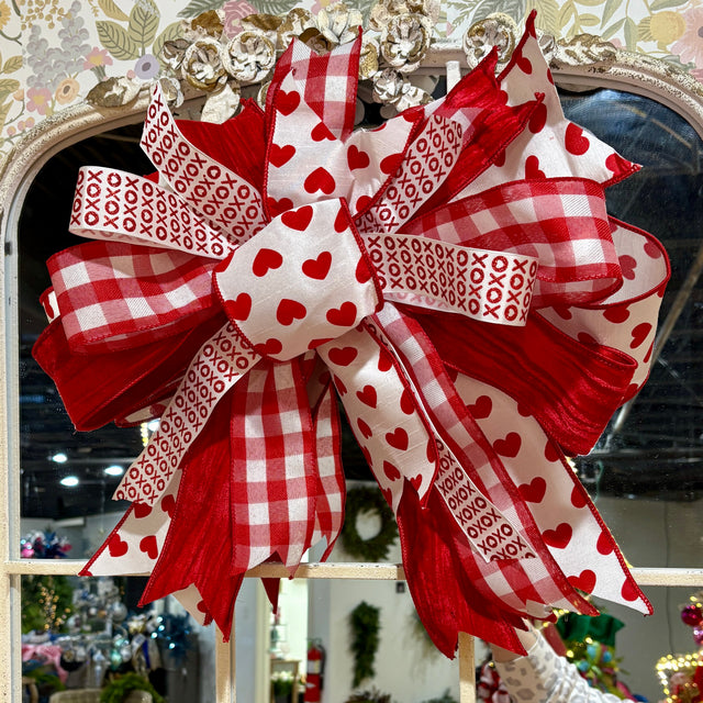 20" Hugs & Hearts Designer Handtied Bow | Valentine's Day Decoration