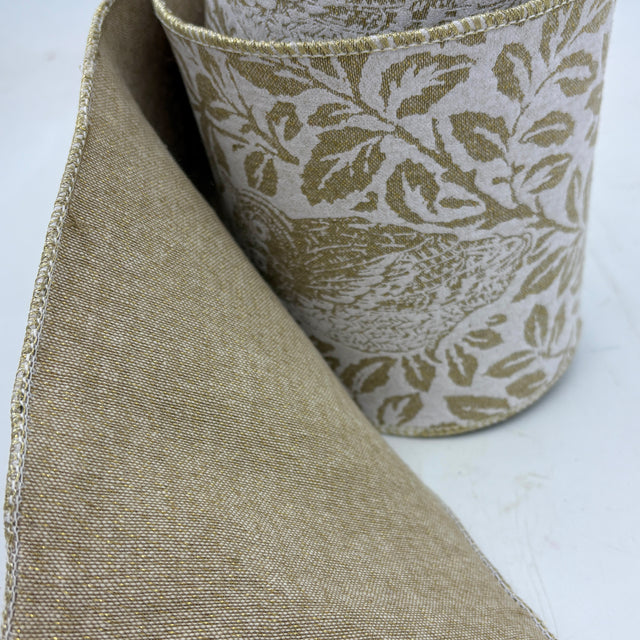 6"x10YDS Linen Natural Owl Everyday Wired Ribbon