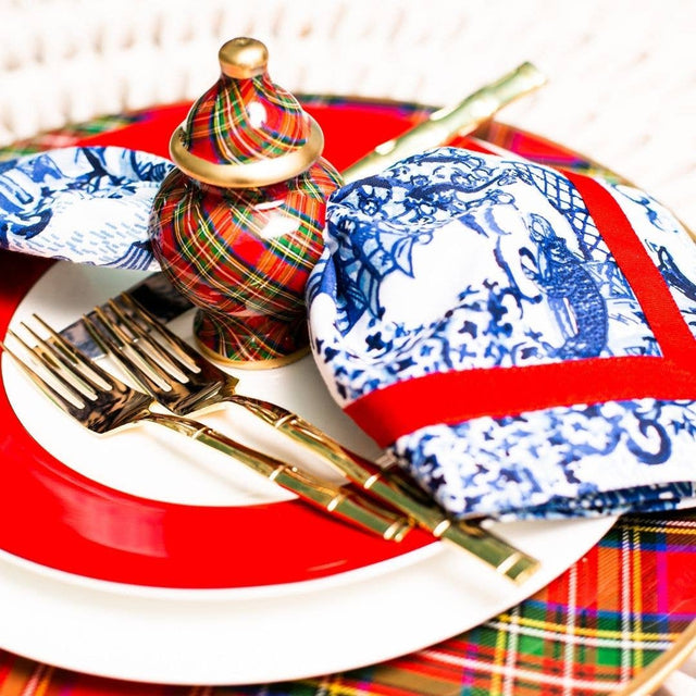 4" Multi-Color Royal Tartan Ginger Jar Enameled Napkin Ring
