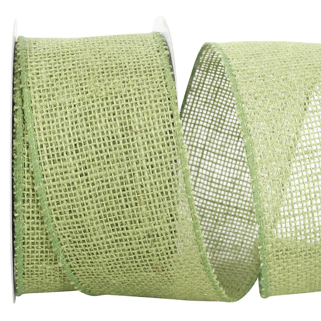 2.5" x 10 YDS Green Grass Burlap Glow Wired Edge Ribbon