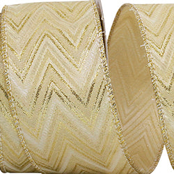 2.5" X 10 YD Metallic Jacquard Wired Ribbon