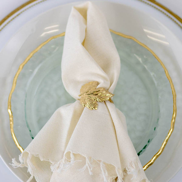 2" Matte Gold Maple Leaf Napkin Ring
