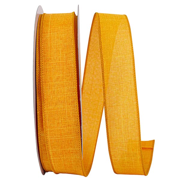 1.5"X50YDS Orange Everyday Linen Value Wired Edge Ribbon