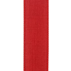 1.5"X50YDS Red Linen Wired Edge Ribbon