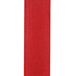 1.5"X50YDS Red Linen Wired Edge Ribbon