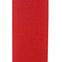 2.5"x50YDS Red Linen Wired Edge Ribbon