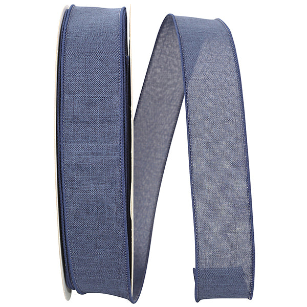 1.5"X50YDS Blue Everyday Linen Value Wired Edge Ribbon