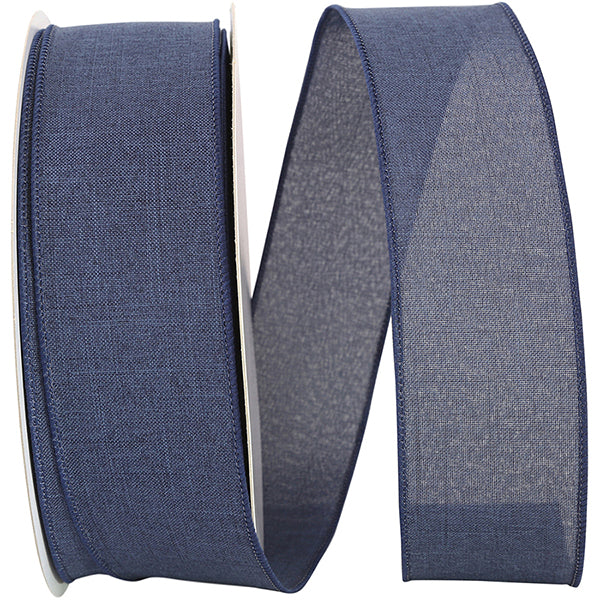 2.5"X50YDS Blue Everyday Linen Value Wired Edge Ribbon